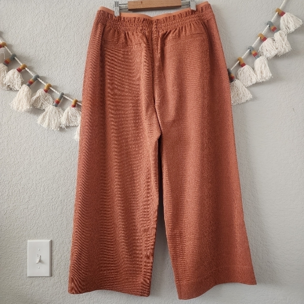 Athleta Echo Wide Leg Crop Pant Jambe Orange Breathable Pull On Packable NWT 12 - Picture 2 of 12
